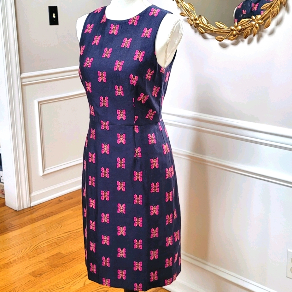New! J.Crew sz 2 Sheath Butterfly Jacquard Dress NWT - Picture 1 of 11